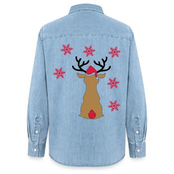 Elch - Frauen Jeanshemd Organic von Stanley/Stella - verwaschenes Hellblau - Hinten - AI Model Female 172 light (172cm)