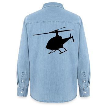 hubschrauber - Frauen Jeanshemd Organic von Stanley/Stella - verwaschenes Hellblau - Hinten - AI Model Female 172 light (172cm)