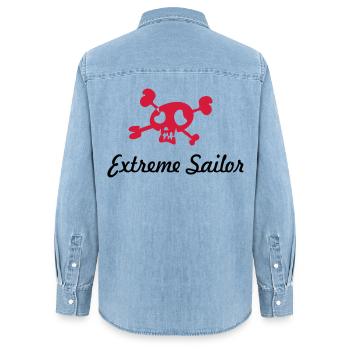 sailing - Women’s Organic Denim Shirt by Stanley/Stella - light wash - Back - AI Model Female 172 light (172cm)