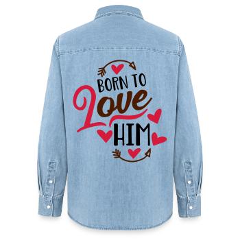 Liebe - Frauen Jeanshemd Organic von Stanley/Stella - verwaschenes Hellblau - Hinten - AI Model Female 172 light (172cm)