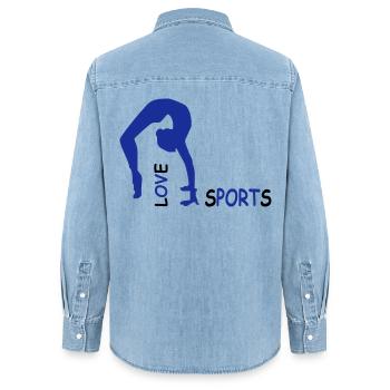 love sport - Chemise en denim femme bio Stanley/Stella - bleu clair délavé - Dos - AI Model Female 172 light (172cm)
