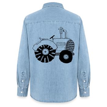 Schicker Traktor - Traktoren - Trecker - Bulldog - Frauen Jeanshemd Organic von Stanley/Stella - verwaschenes Hellblau - Hinten - AI Model Female 172 light (172cm)