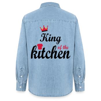 kochen - Frauen Jeanshemd Organic von Stanley/Stella - verwaschenes Hellblau - Hinten - AI Model Female 172 light (172cm)