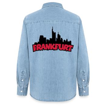 Frankfurt Skyline - Frauen Jeanshemd Organic von Stanley/Stella - verwaschenes Hellblau - Hinten - AI Model Female 172 light (172cm)