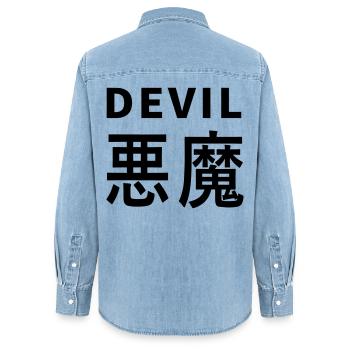 Devil's Kajni - Frauen Jeanshemd Organic von Stanley/Stella - verwaschenes Hellblau - Hinten - AI Model Female 172 light (172cm)