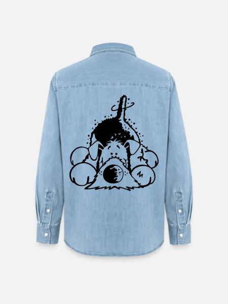 Verträumter Airedale Terrier - Frauen Jeanshemd Organic von Stanley/Stella - verwaschenes Hellblau