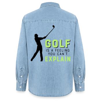 golf - Women’s Organic Denim Shirt by Stanley/Stella - light wash - Back - AI Model Female 172 light (172cm)
