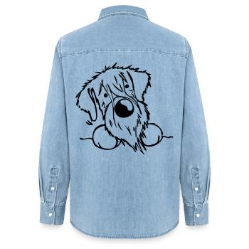 Neugieriger Schnauzer - Frauen Jeanshemd Organic von Stanley/Stella - verwaschenes Hellblau - Hinten - AI Model Female 172 light (172cm)