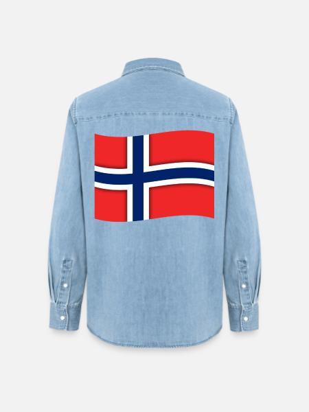 Norwegische Flagge - Frauen Jeanshemd Organic von Stanley/Stella - verwaschenes Hellblau
