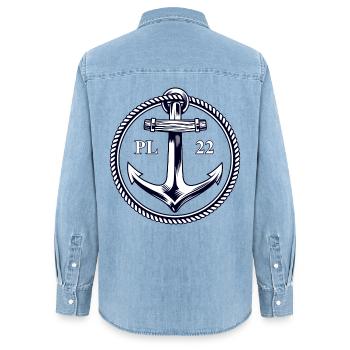 PL22 Marine Anchor - Women’s Organic Denim Shirt by Stanley/Stella - light wash - Back - AI Model Female 172 light (172cm)