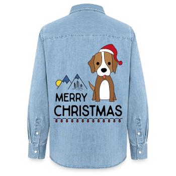 Lustige Weihnachten mit Hund für Freunde - Frauen Jeanshemd Organic von Stanley/Stella - verwaschenes Hellblau - Hinten - AI Model Female 172 light (172cm)