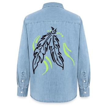 Feathers tied together - Women’s Organic Denim Shirt by Stanley/Stella - light wash - Back - AI Model Female 172 light (172cm)