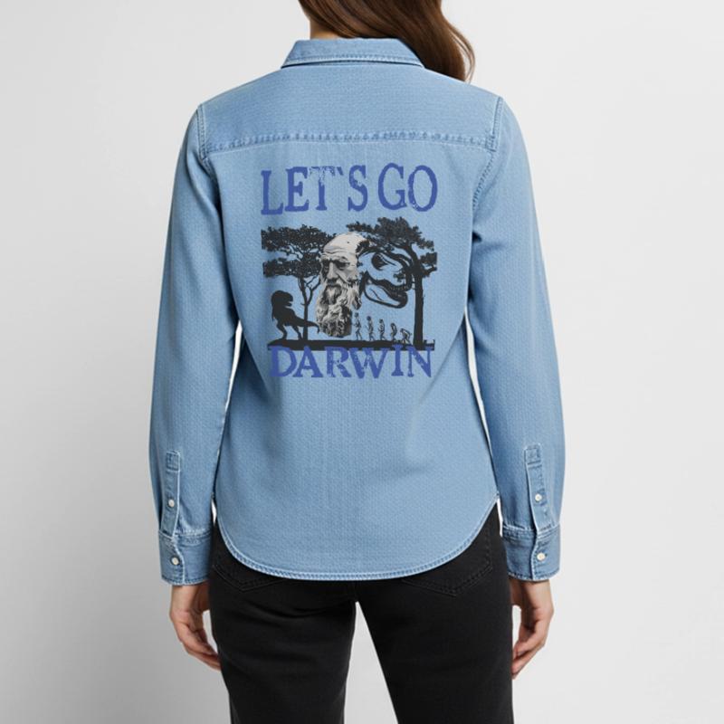 Charles Darwin Evolution textile gift idea Women’s Organic Denim Shirt by Stanley/Stella