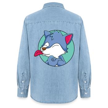 Frecher kleiner Wolf - Frauen Jeanshemd Organic von Stanley/Stella - verwaschenes Hellblau - Hinten - AI Model Female 172 light (172cm)
