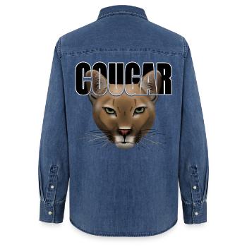Cougar script R6Z - Chemise en denim femme bio Stanley/Stella - bleu moyen délavé  - Dos - AI Model Female 172 light (172cm)