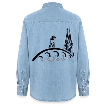 Regensburg Bruckmadl Kids - Frauen Jeanshemd Organic von Stanley/Stella - verwaschenes Hellblau - Hinten - AI Model Female 172 light (172cm)