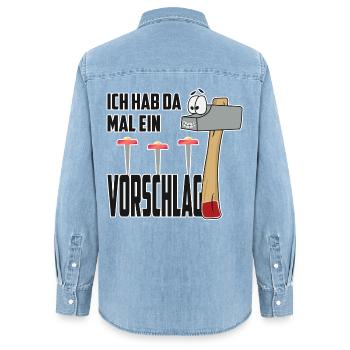 Lustige Vorschlag Hammer - Frauen Jeanshemd Organic von Stanley/Stella - verwaschenes Hellblau - Hinten - AI Model Female 172 light (172cm)