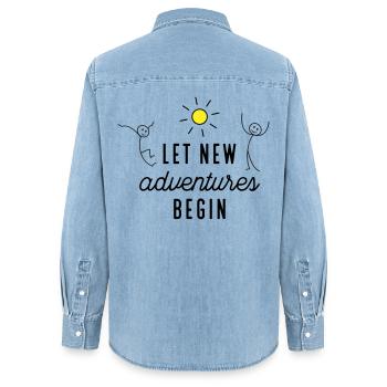 Abenteuer beziehungsweise Neuanfang - Frauen Jeanshemd Organic von Stanley/Stella - verwaschenes Hellblau - Hinten - AI Model Female 172 light (172cm)