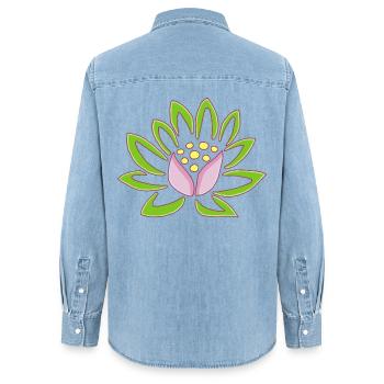 Lotus und die Natur - Frauen Jeanshemd Organic von Stanley/Stella - verwaschenes Hellblau - Hinten - AI Model Female 172 light (172cm)