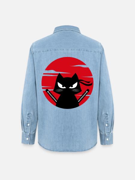 Katze Mangastyle Anime Manga Japanisch Animation - Frauen Jeanshemd Organic von Stanley/Stella - verwaschenes Hellblau