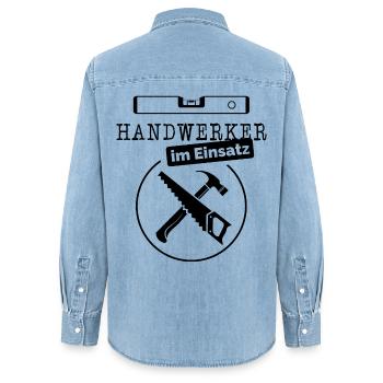 Handwerker Handwerk Wasserwaage Symbol Logo Icon - Frauen Jeanshemd Organic von Stanley/Stella - verwaschenes Hellblau - Hinten - AI Model Female 172 light (172cm)