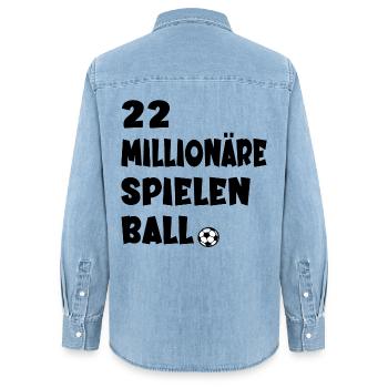 MULTI MILLIONÄRE SPIELEN BALL - Frauen Jeanshemd Organic von Stanley/Stella - verwaschenes Hellblau - Hinten - AI Model Female 172 light (172cm)