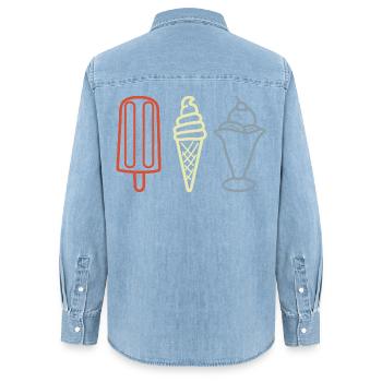 Coupes glacées - Chemise en denim femme bio Stanley/Stella - bleu clair délavé - Dos - AI Model Female 172 light (172cm)