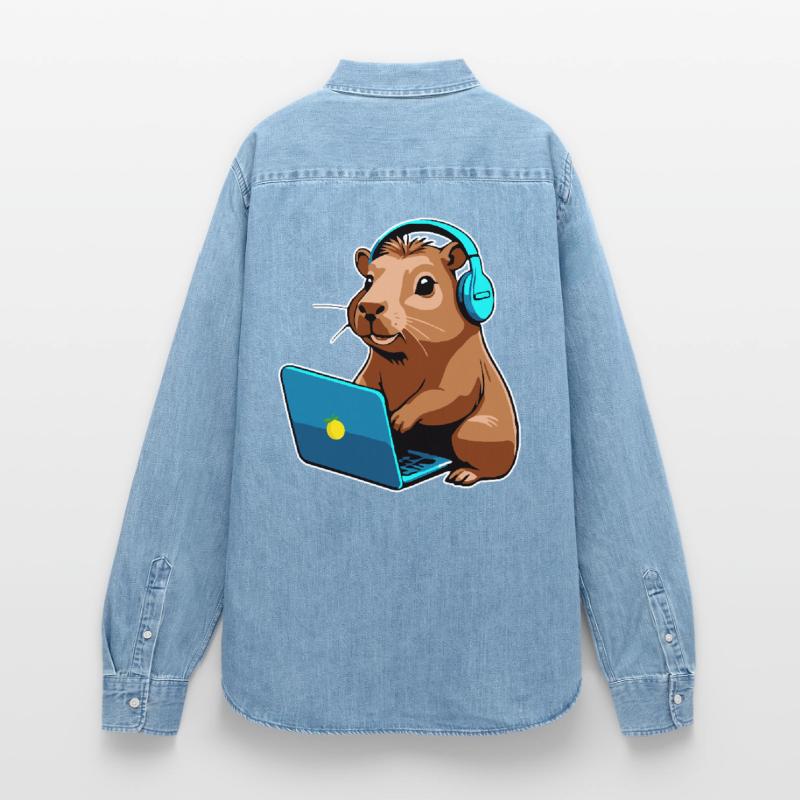 Capybara Programmeur Codeur Ordinateur Chemise en denim femme bio Stanley/Stella