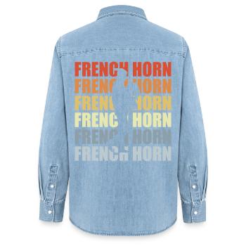 Retro Horn - Women’s Organic Denim Shirt by Stanley/Stella - light wash - Back - AI Model Female 172 light (172cm)