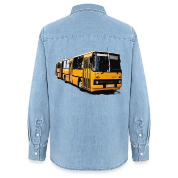 Yellow Ikarus Bus Z80 - Women’s Organic Denim Shirt by Stanley/Stella - light wash - Back - AI Model Female 172 light (172cm)