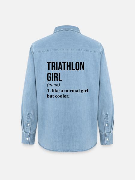 Triathlon-Triathlon-Triathlon - Frauen Jeanshemd Organic von Stanley/Stella - verwaschenes Hellblau