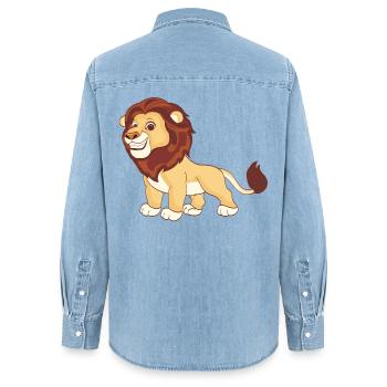 Ein prächtiger Löwe - Frauen Jeanshemd Organic von Stanley/Stella - verwaschenes Hellblau - Hinten - AI Model Female 172 light (172cm)