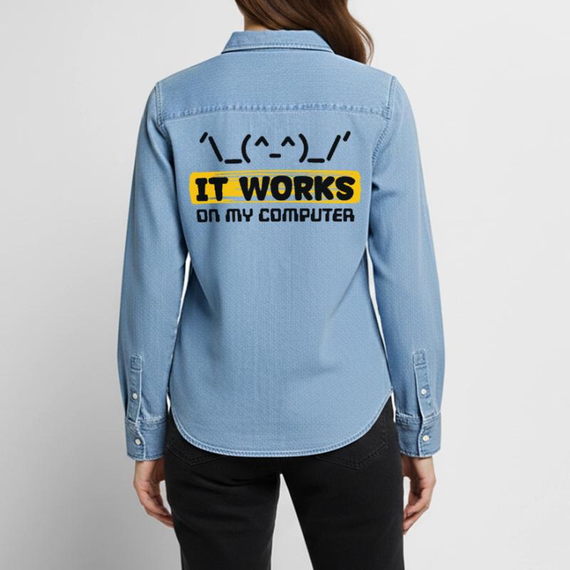 Coden Scripting Computer Geek Developer Statement Women’s Organic Denim Shirt by Stanley/Stella