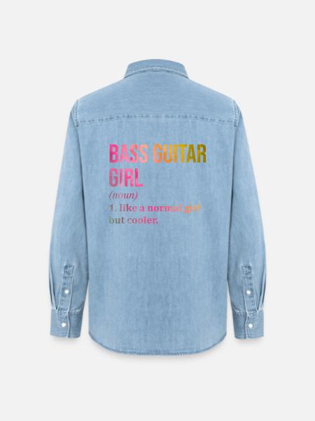 Bass Bass Bass - Frauen Jeanshemd Organic von Stanley/Stella - verwaschenes Hellblau