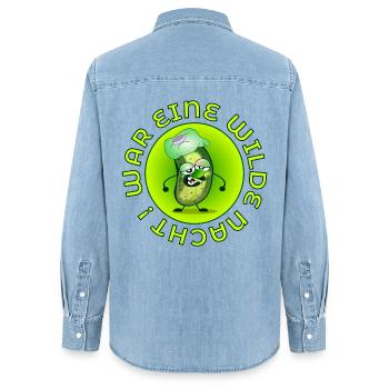 WILDE NACHT, GEWÜRZGURKEN CARTOON - Frauen Jeanshemd Organic von Stanley/Stella - verwaschenes Hellblau - Hinten - AI Model Female 172 light (172cm)