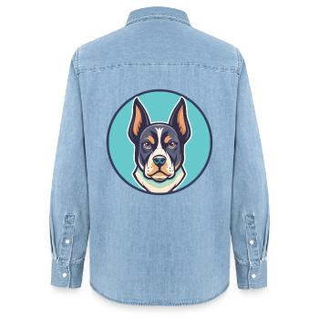 Bleu De Gascogne Dog Breed Cartoon Kawaii Clipart - Chemise en denim femme bio Stanley/Stella - bleu clair délavé - Dos - AI Model Female 172 light (172cm)