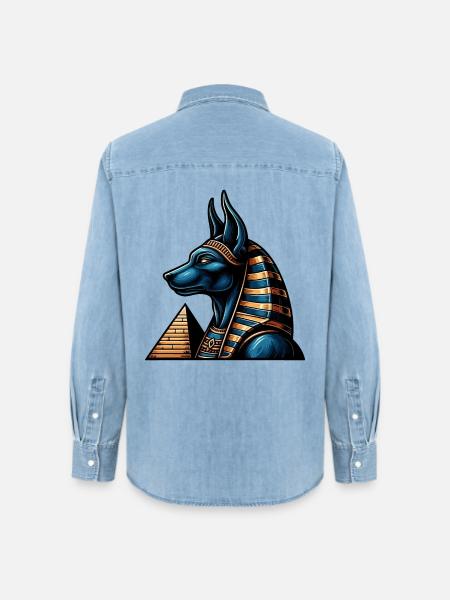 Anubis | Wächter der Gräber Ägypten - Frauen Jeanshemd Organic von Stanley/Stella - verwaschenes Hellblau