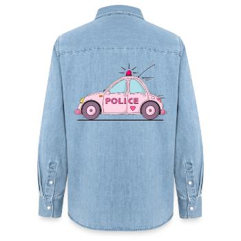 Voiture de Police Police Rose - Chemise en denim femme bio Stanley/Stella - bleu clair délavé - Dos - AI Model Female 172 light (172cm)