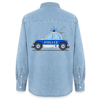 Polizeiauto Police Blau - Frauen Jeanshemd Organic von Stanley/Stella - verwaschenes Hellblau - Hinten - AI Model Female 172 light (172cm)