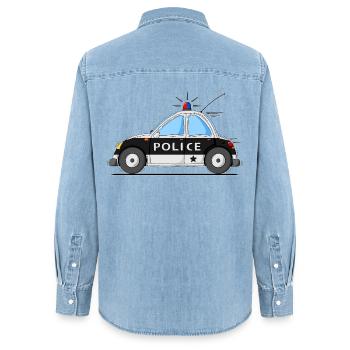 Voiture de Police Police Noir - Chemise en denim femme bio Stanley/Stella - bleu clair délavé - Dos - AI Model Female 172 light (172cm)