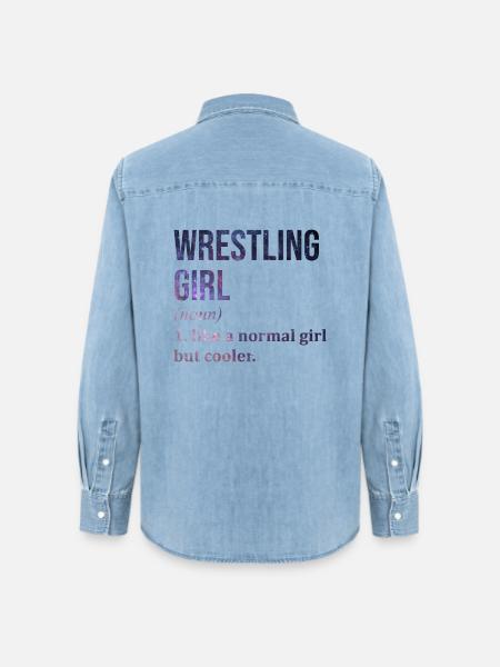 Wrestling Wrestling Wrestling - Frauen Jeanshemd Organic von Stanley/Stella - verwaschenes Hellblau