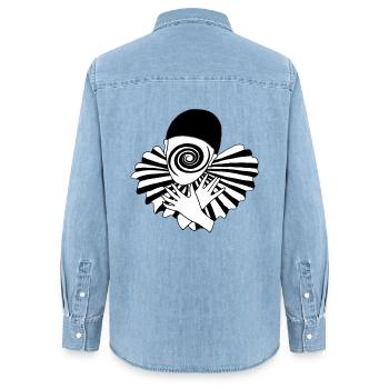 Vintage Galaktischer Pierrot - Frauen Jeanshemd Organic von Stanley/Stella - verwaschenes Hellblau - Hinten - AI Model Female 172 light (172cm)