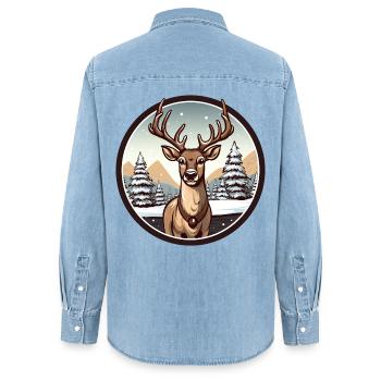 Hirsch im Winter - Frauen Jeanshemd Organic von Stanley/Stella - verwaschenes Hellblau - Hinten - AI Model Female 172 light (172cm)