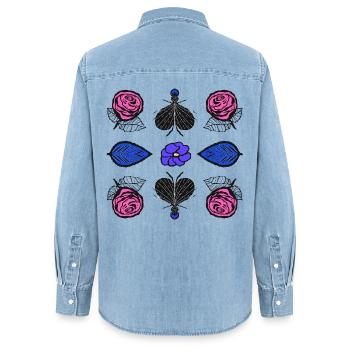 Roses Pop Art - Women’s Organic Denim Shirt by Stanley/Stella - light wash - Back - AI Model Female 172 light (172cm)