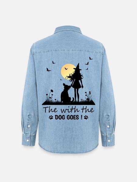 Die mit dem Hund geht ! - Frauen Jeanshemd Organic von Stanley/Stella - verwaschenes Hellblau