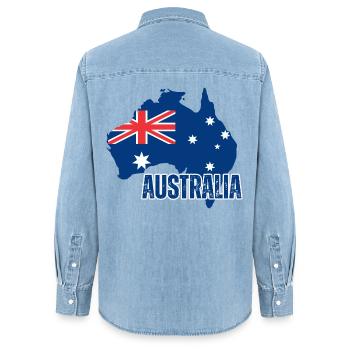 Australische Flagge, Australischer Stolz - Frauen Jeanshemd Organic von Stanley/Stella - verwaschenes Hellblau - Hinten - AI Model Female 172 light (172cm)