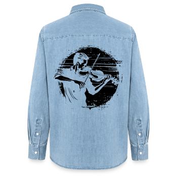 Violinist Drawing - Women’s Organic Denim Shirt by Stanley/Stella - light wash - Back - AI Model Female 172 light (172cm)