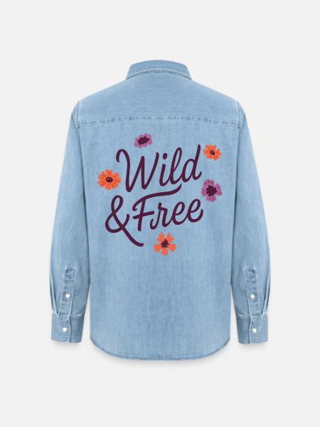 Wild & Frei - Frauen Jeanshemd Organic von Stanley/Stella - verwaschenes Hellblau
