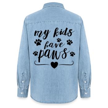 My Kids Have Paws – Pet Parent Statement Design - Frauen Jeanshemd Organic von Stanley/Stella - verwaschenes Hellblau - Hinten - AI Model Female 172 light (172cm)