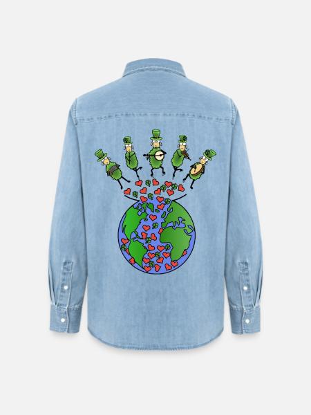 Folk Musik Schafe - Frauen Jeanshemd Organic von Stanley/Stella - verwaschenes Hellblau